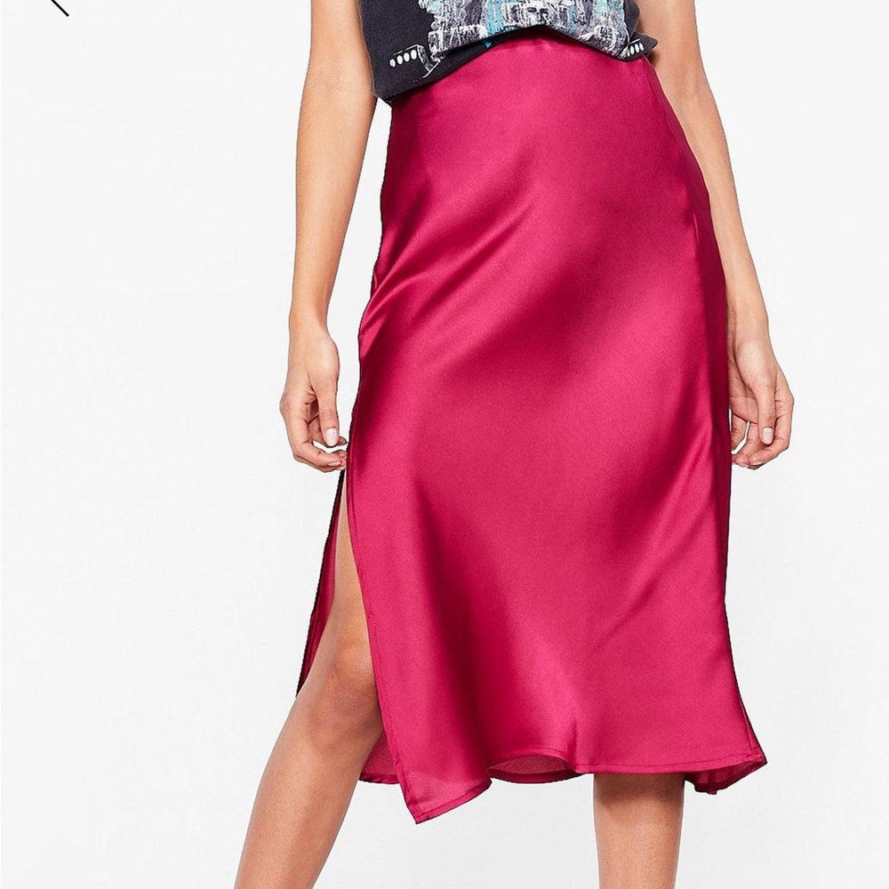 Pink satin skirt